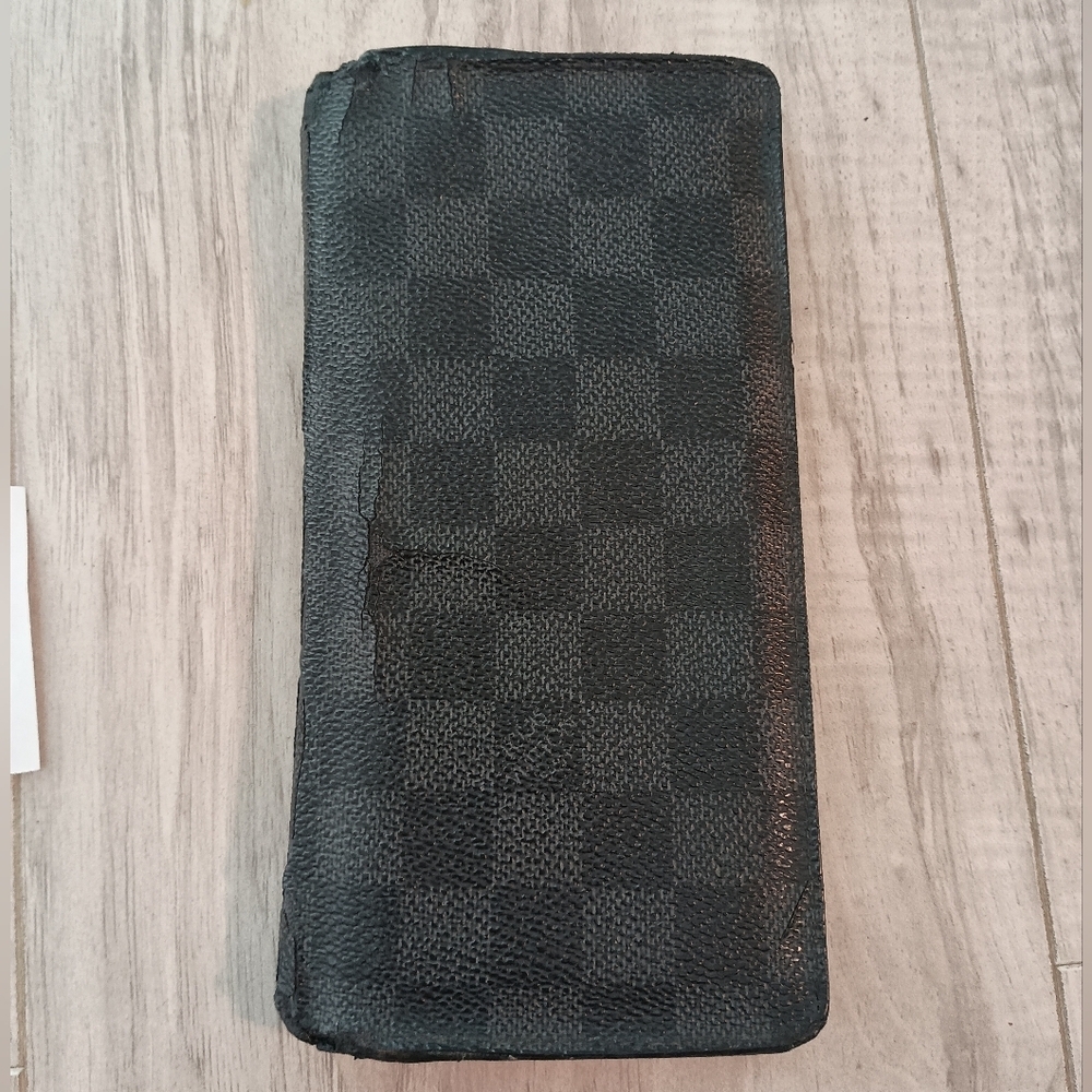 Louis Vuitton Slim Unisex Graphite/Black Brazza Damier Canvas Long Wallet Bifold